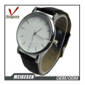 Custom cheap promotion black color PU band quartz watch fashion slim watch